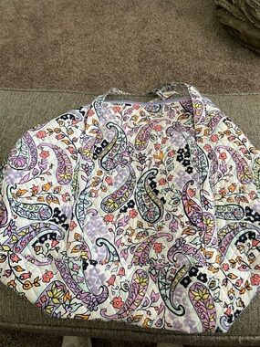 Vera Bradley Quilted Paisley Tote in Lavender, Mint, Orange, Black on Cream